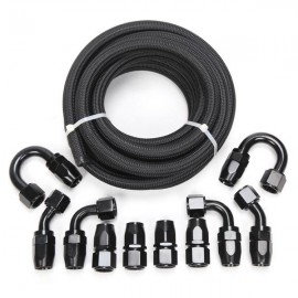 10AN 16-Foot Universal Black Fuel Pipe   10 Black Connectors