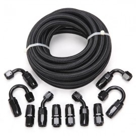 6AN 20-Foot Universal Black Fuel Pipe   10 Black Connectors