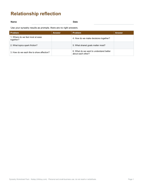 Preview of the first page of Reflection worksheet